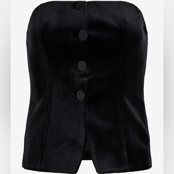 Brand new Express Velvet Strapless Button Front Split Hem Corset Tube Top - Picture 6 of 10